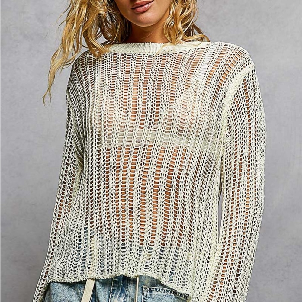 POL Women's Cream Knit Sweater